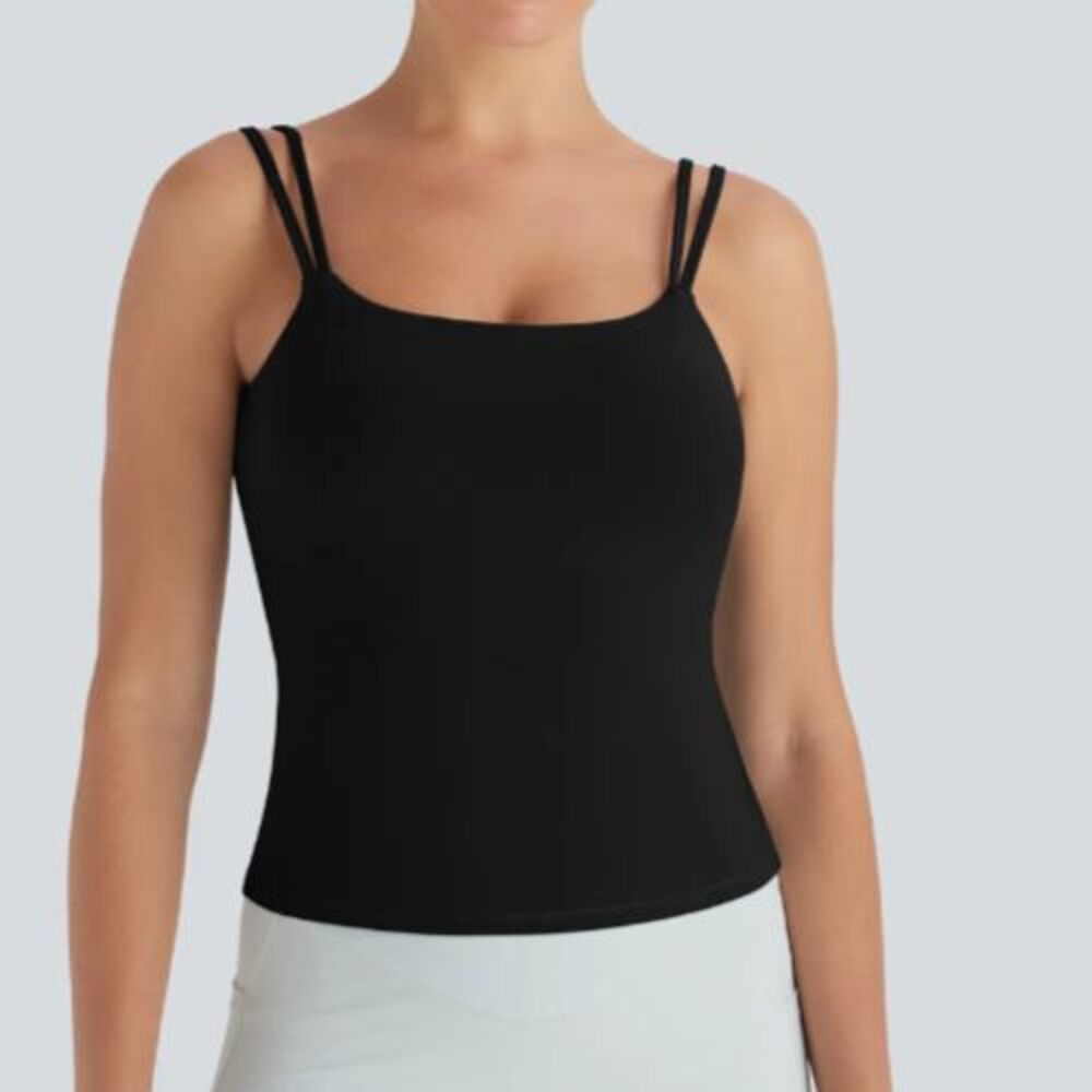 Halara Black Double Strap Built In Bra Tank Top Size Small